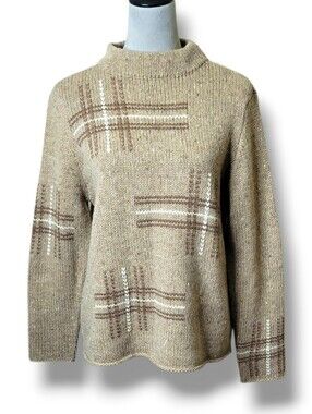 Liz Claiborne Lambswool Hand Embroidered Scottish Moors Sweater Size MP NWT